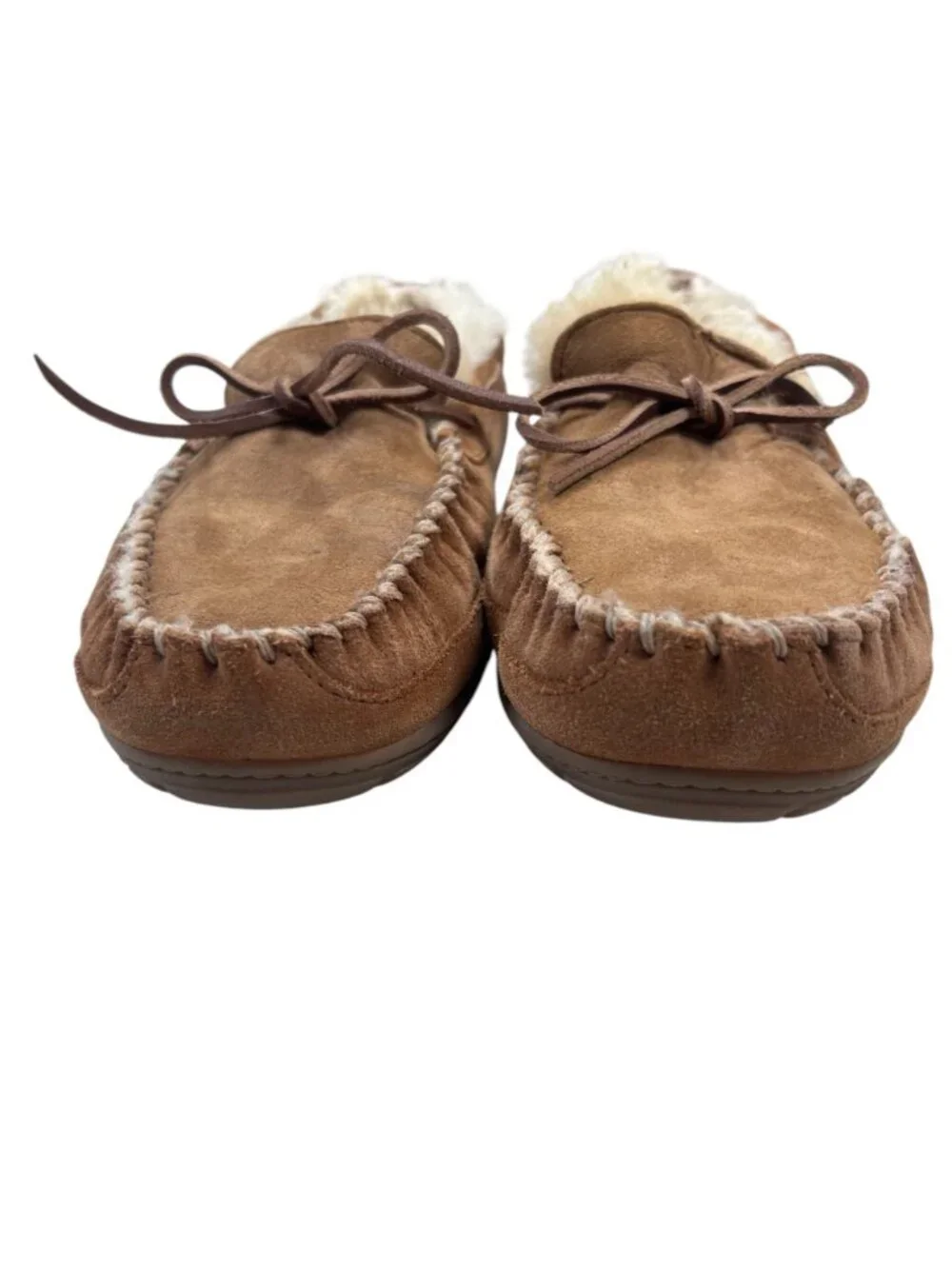 L.L. Bean Sherpa Lined Moccasin 11 Men Tan Suede Leather